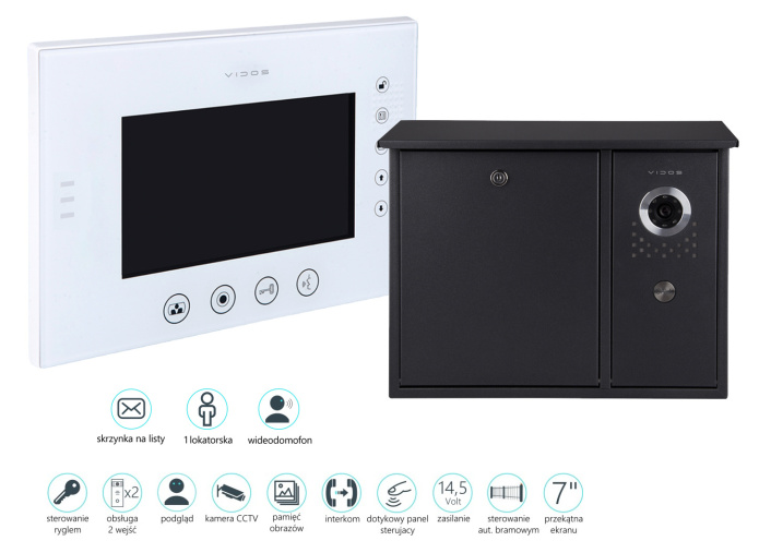 Zestaw wideodomofonu skrzynka na listy Vidos S551-SKN M670WS2